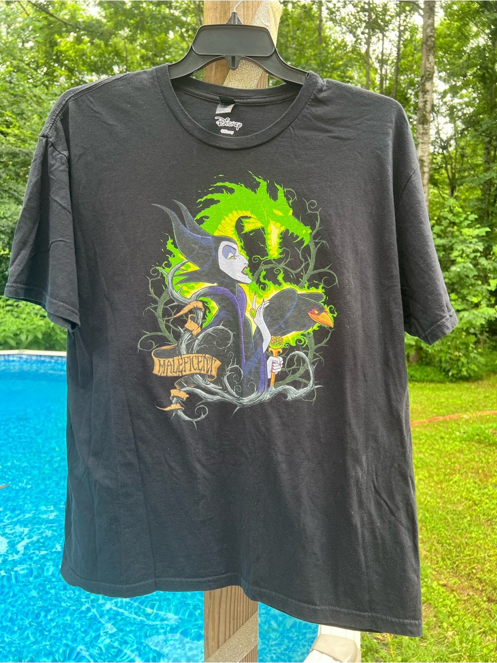 Gildan Black Men’s Short-Sleeve Tee with Neon Green & Purple Maleficent Graphic